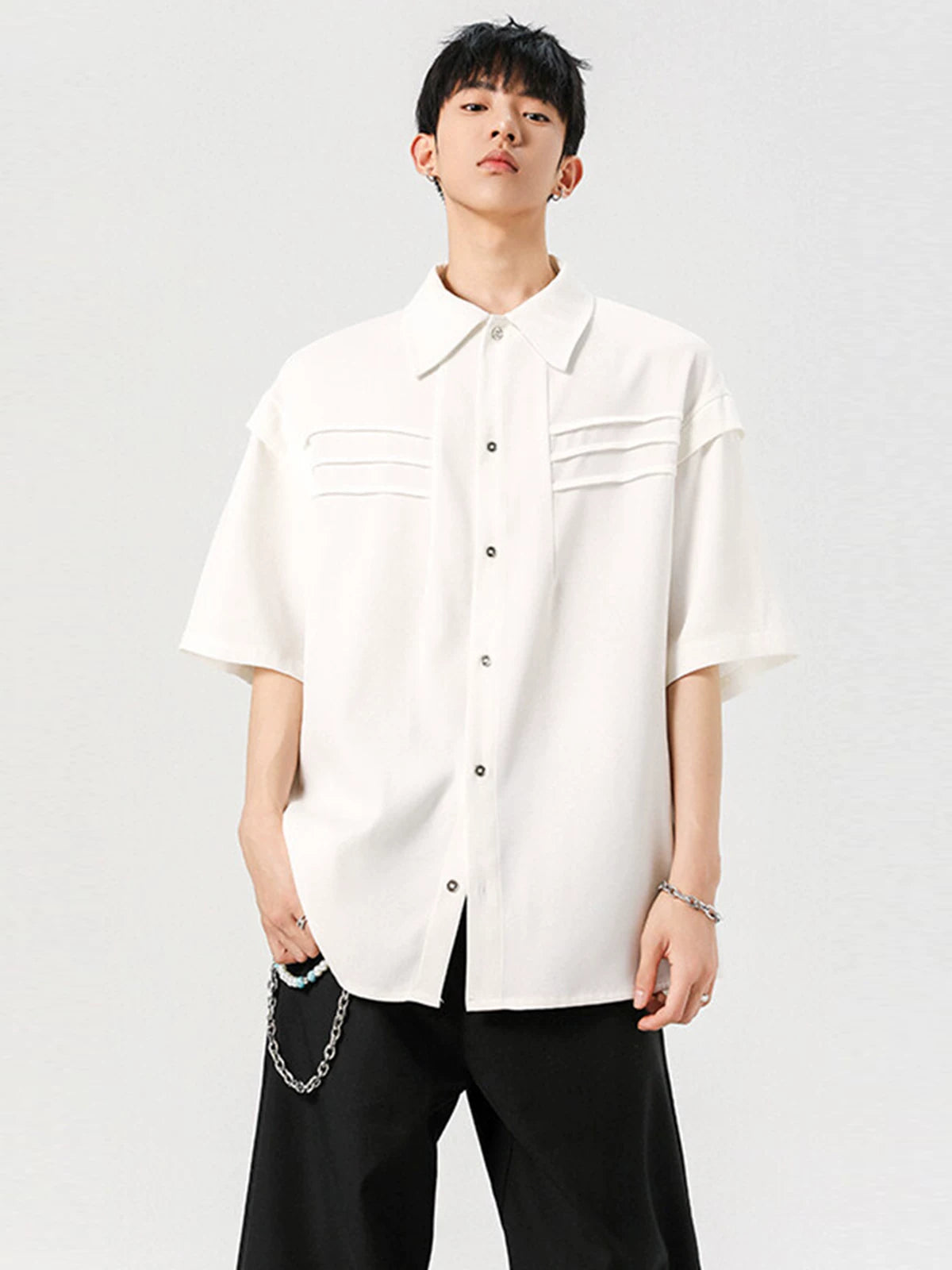 Midnight Pleat Panel Box Shirt