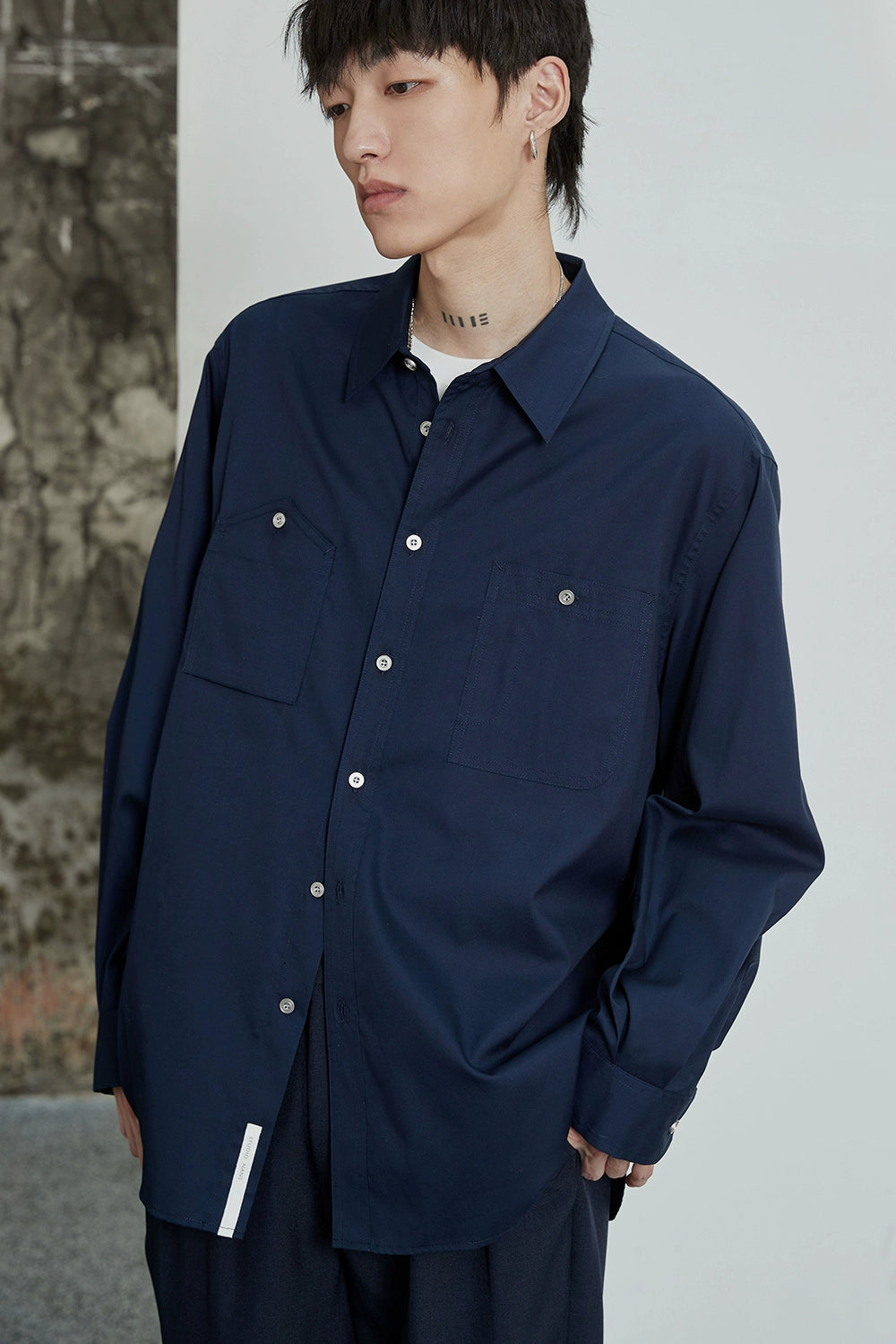 Asymmetric Pocket Oversized Shirt