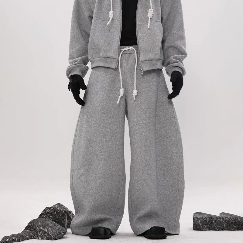 Granite Drift Wide‑Leg Fleece Sweat Pants