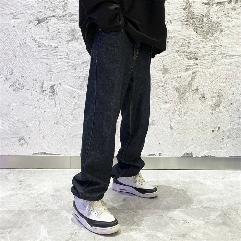 Midnight Fade Relaxed Straight‑Leg Jeans