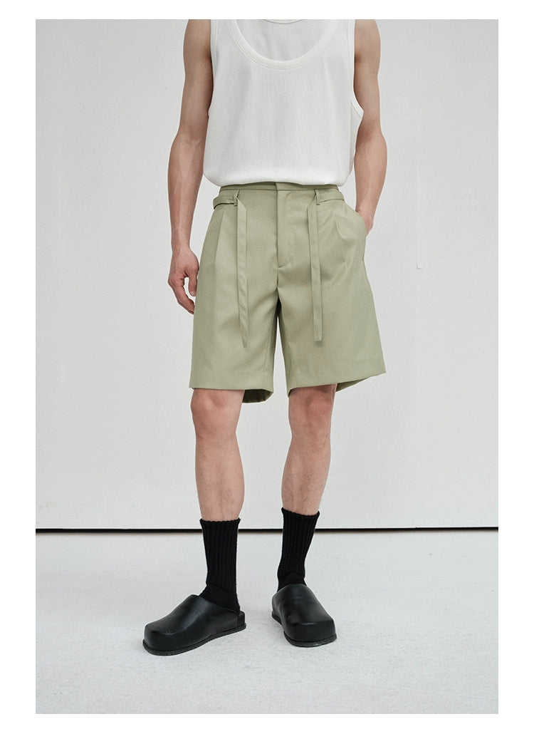 Drawstring Single-Pleat Shorts