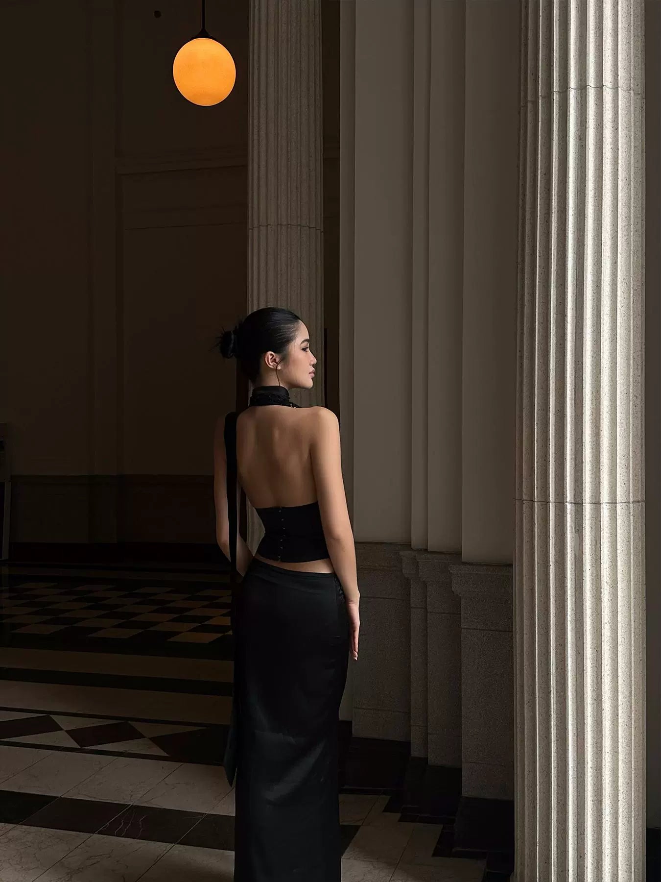 Black High-Waisted Straight Maxi Skirt