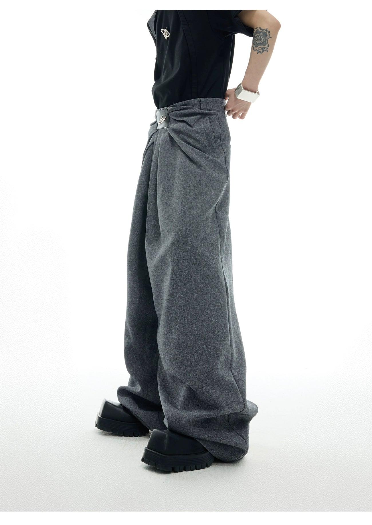 Black Wide Leg Oversized Skater Pants