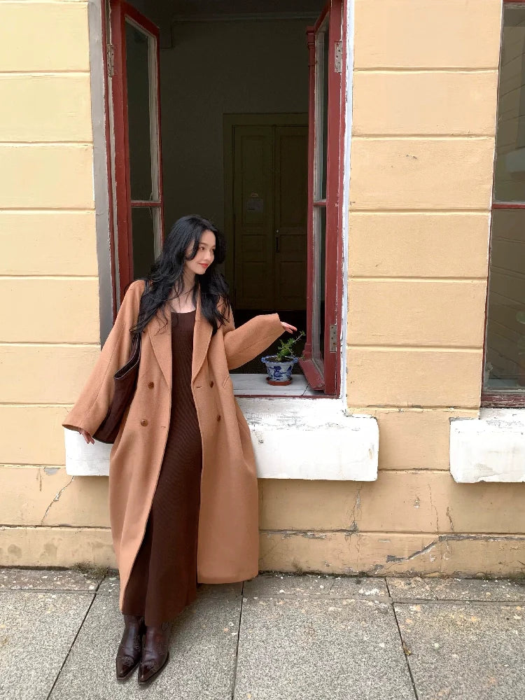 Double-Breasted Long Wool Coat