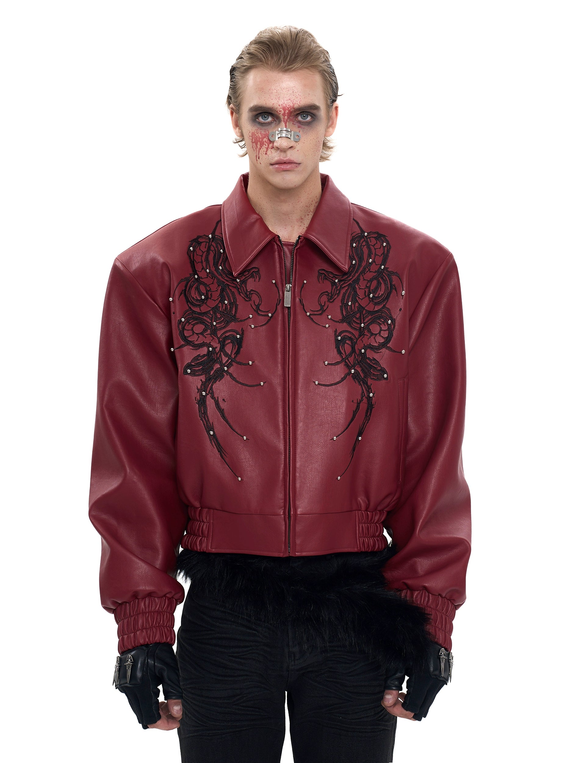 Black Graphic Bomber Jacket