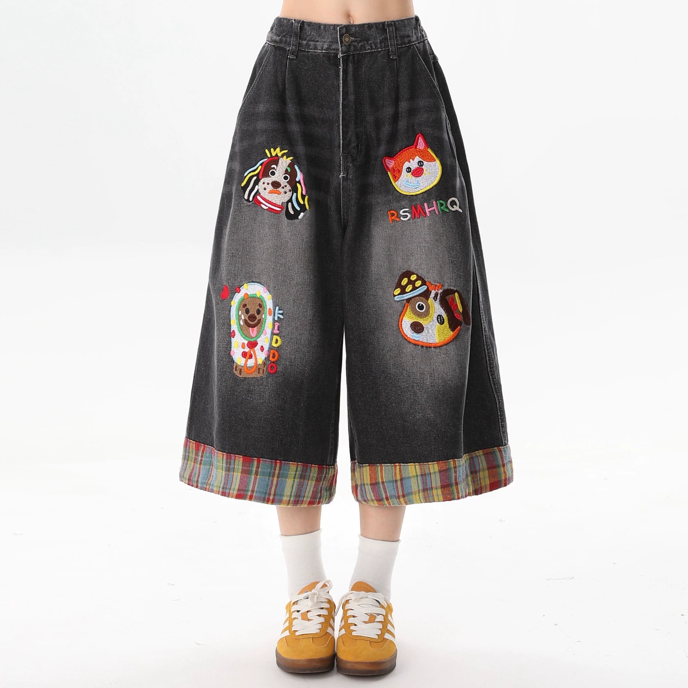 Teddy Bear and Heart Print Culottes