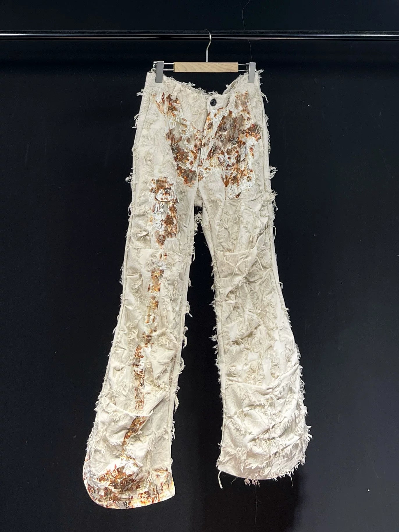 Rust Bloom Shag Texture Flare Pants