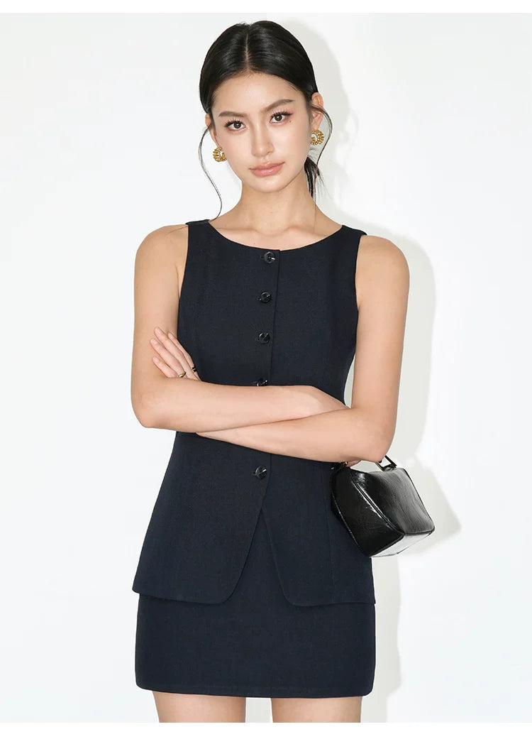 Button Front Tailored Vest