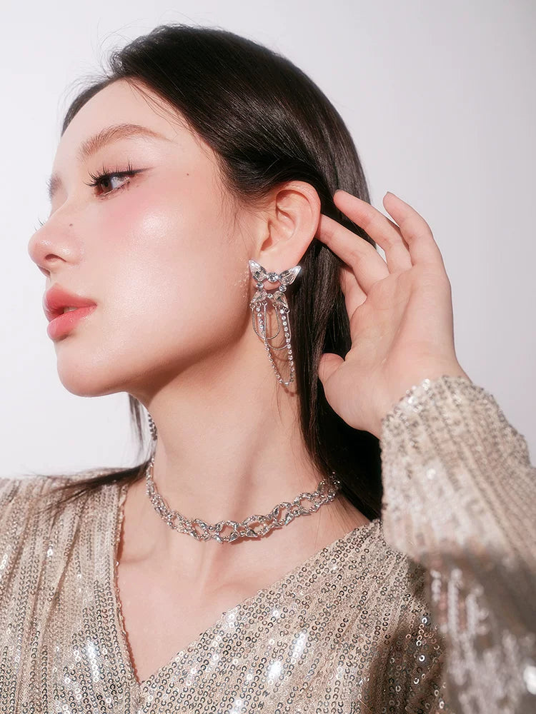 Rain Butterfly Chain Drop Earrings - view 4