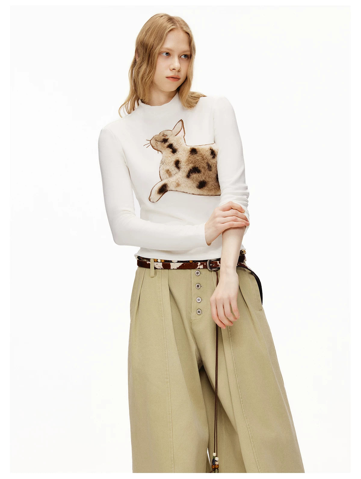 Fuzzy Daydream Kitty Embroidered Tee