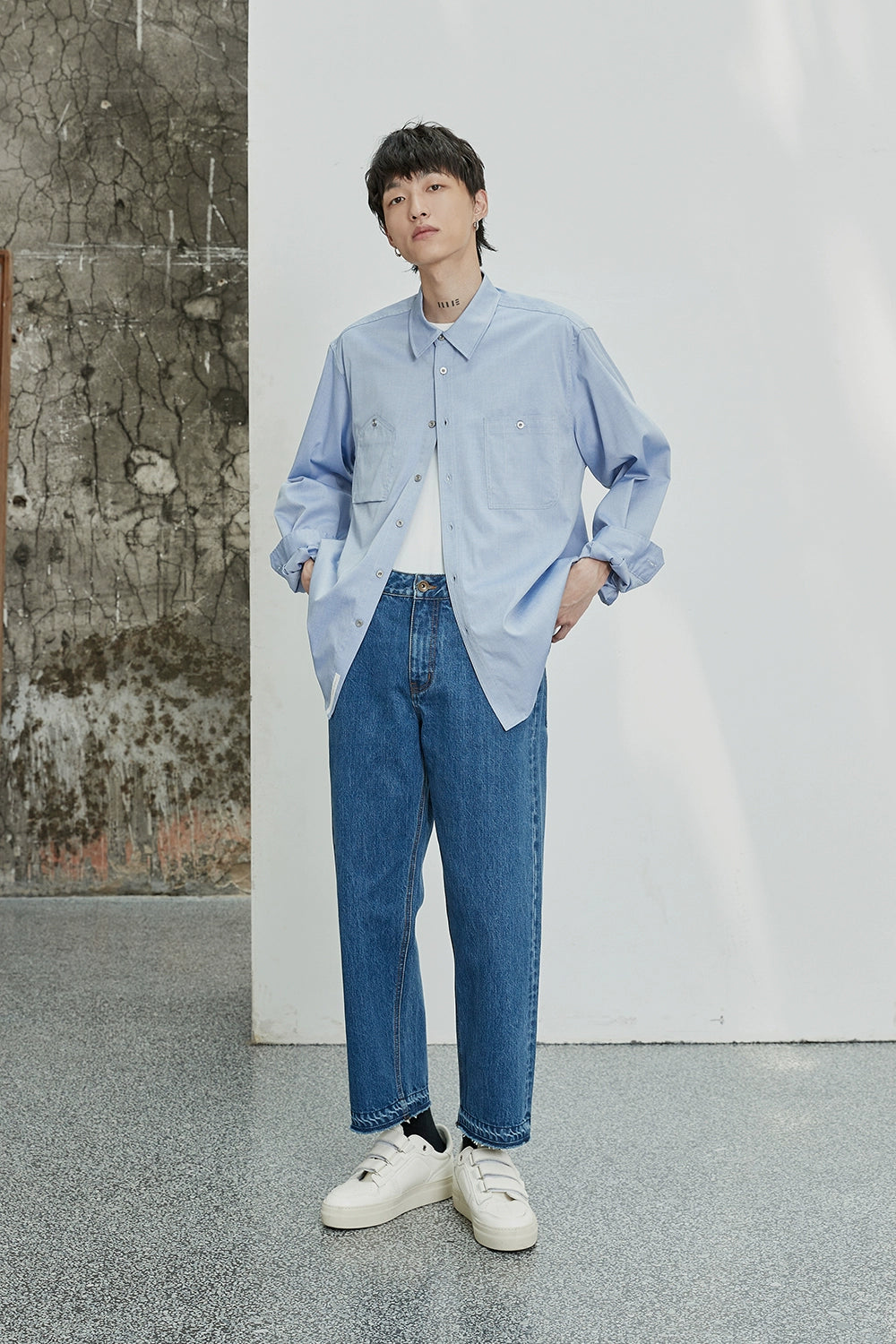 Asymmetric Pocket Oversized Shirt