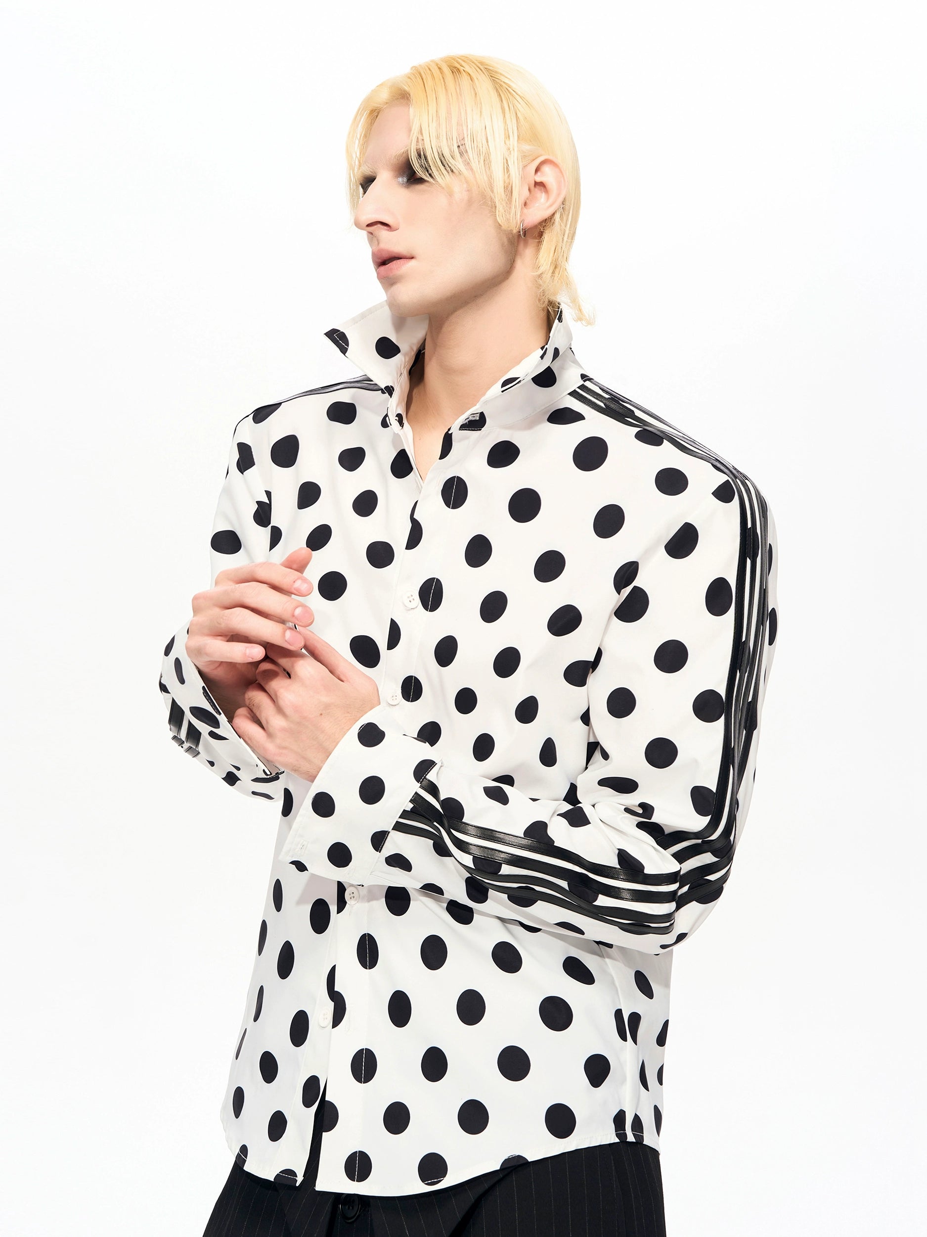 Polka Dot Track Stripe Shirt