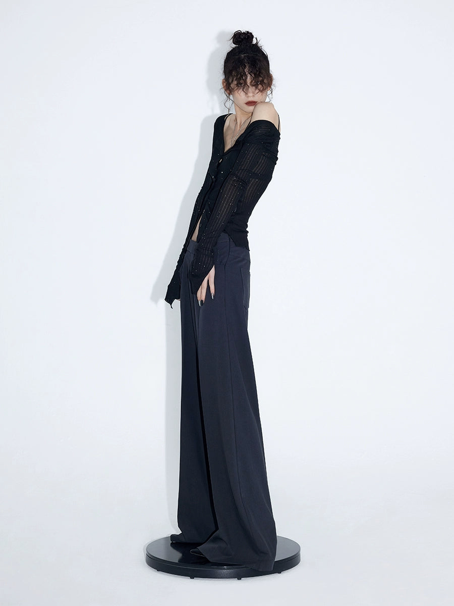 Galaxy Glint Ribbed Button Cardigan Top