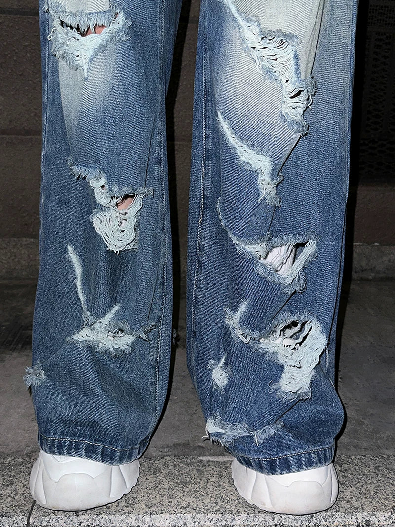 Ruinwave Super-Distressed Wide Cargo Jeans