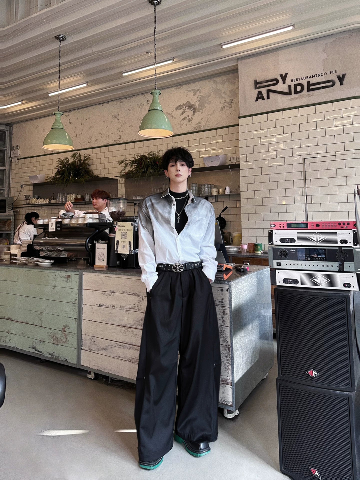 Monolith Drift Snap-Pleat Wide Trousers