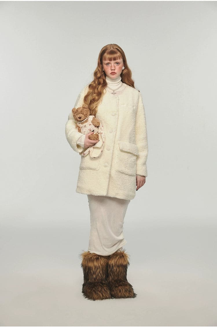 1Jinn Classic Regular Pajamas Set With Straight Cut Home Suit, Plush Jacket And Teddy Bear Ear Hat - chiclara