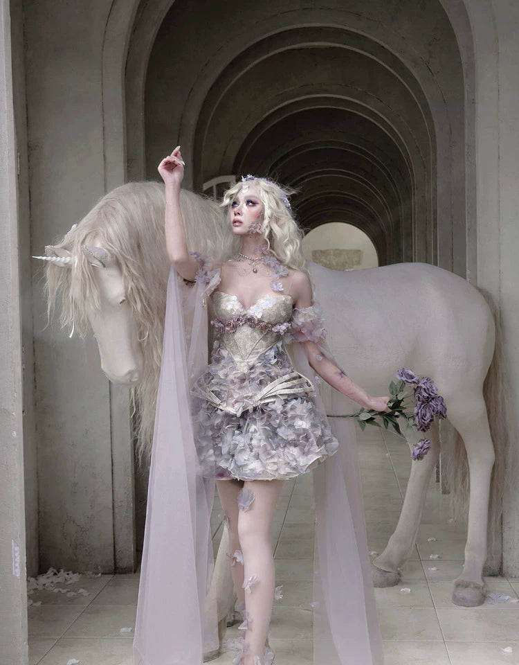 Petal Appliqué Sheer Skirt