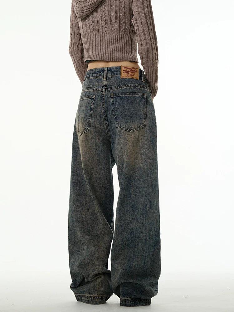 Relaxed Fit Straight-Leg Denim Jeans - chiclara