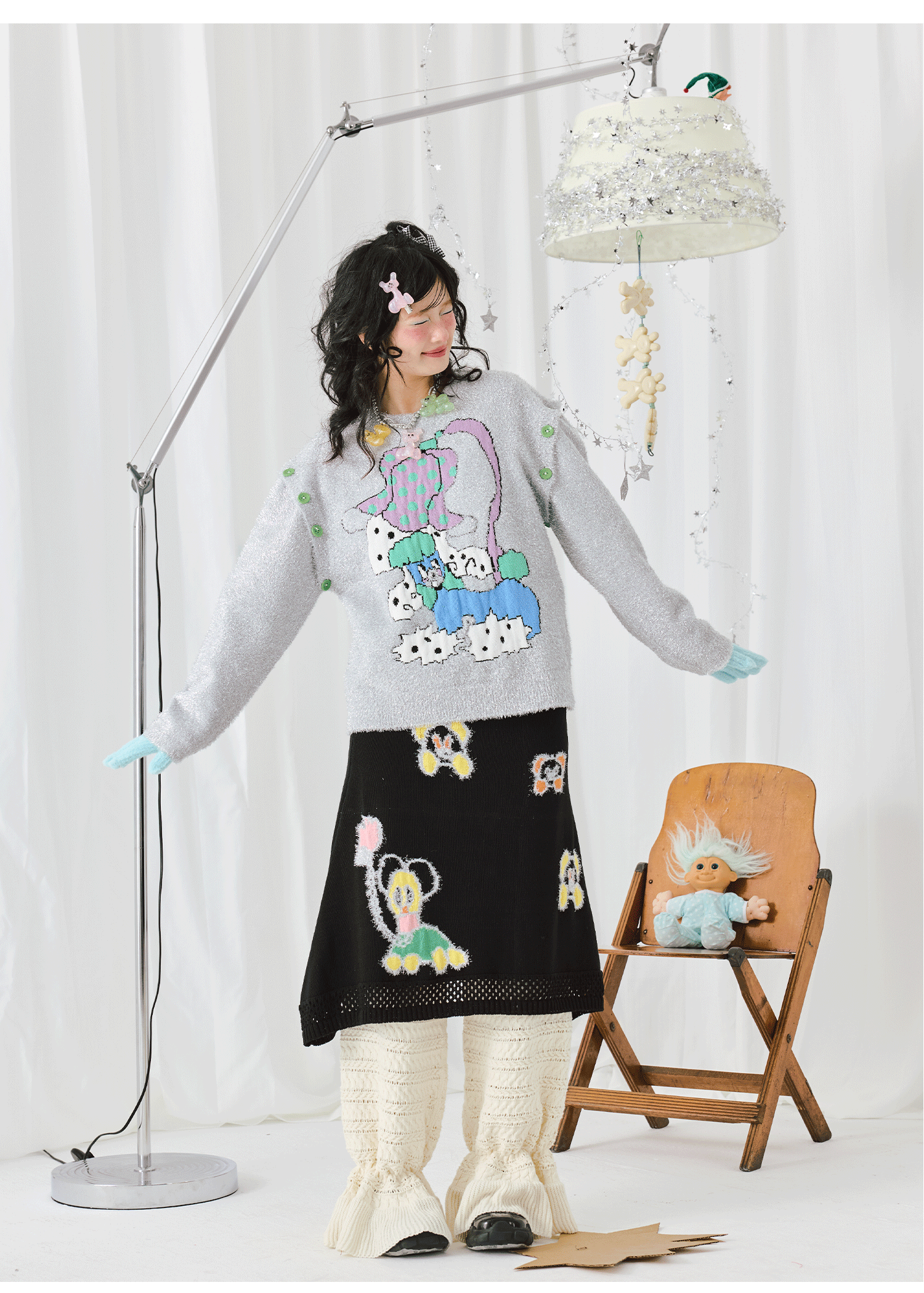 Fairy Tale Knit Sparkle Silver Sweater
