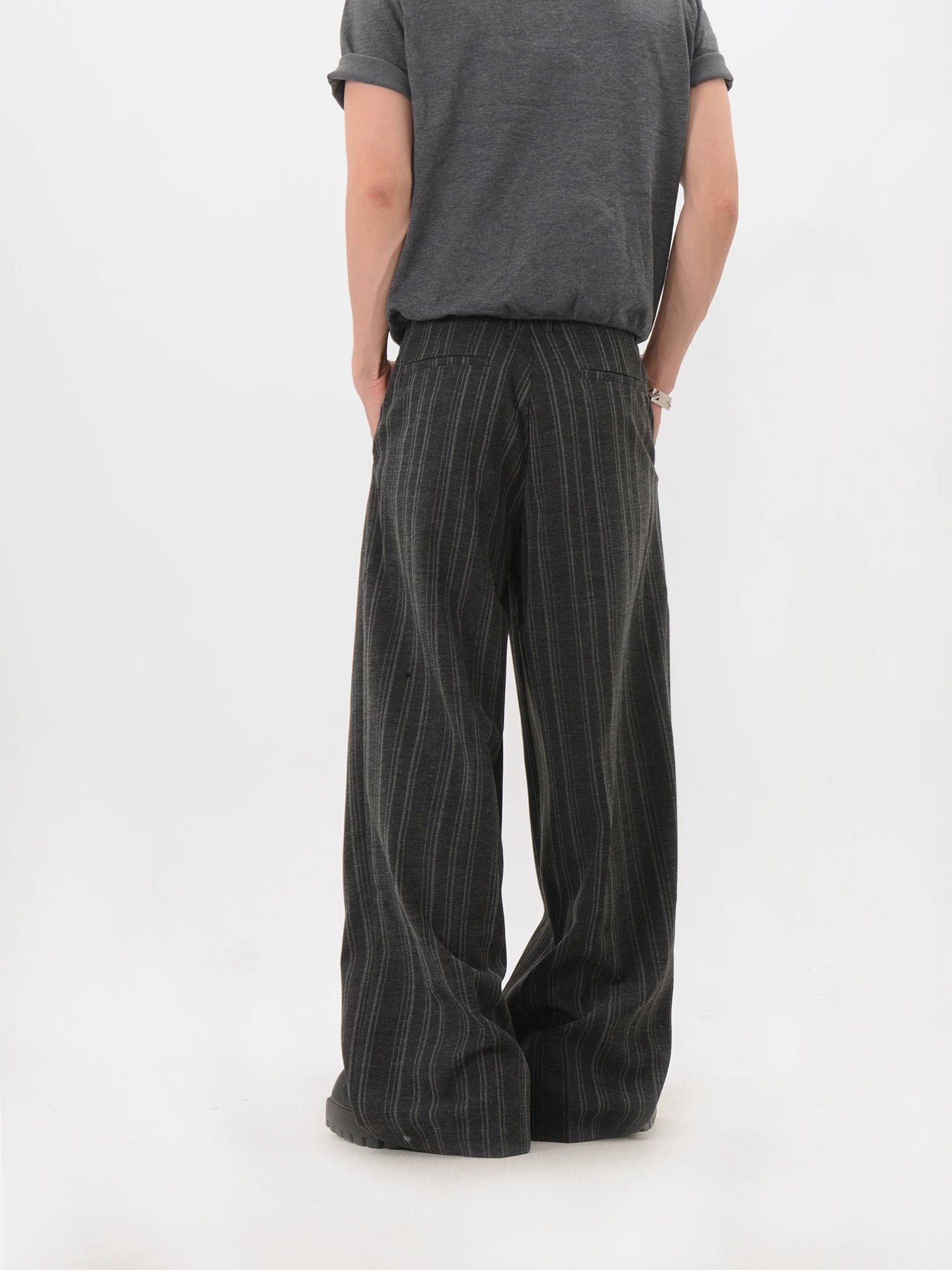 Easy Drape Pinstripe Wide Trousers
