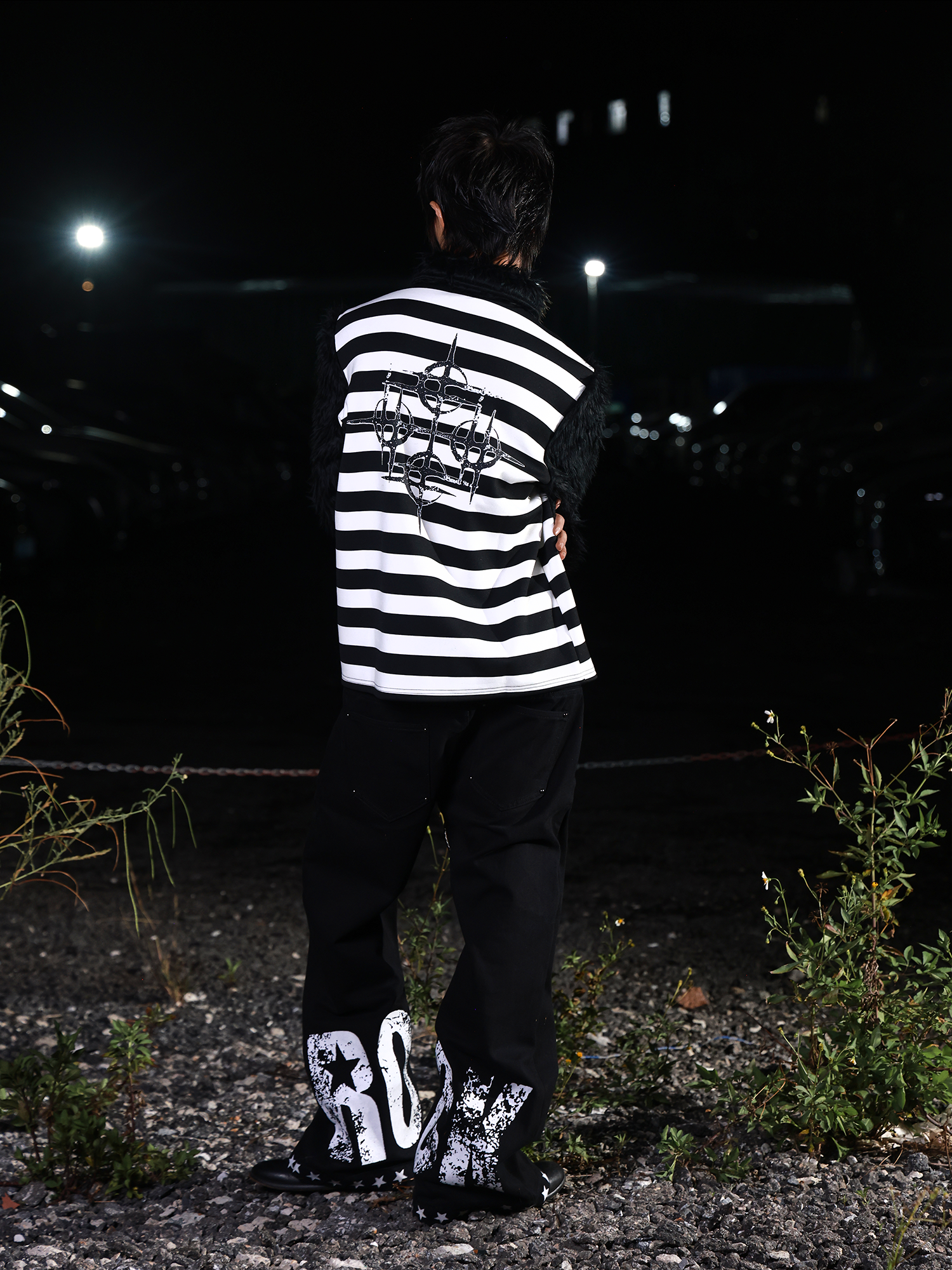 Faux Fur Sigil Stripe Longsleeve