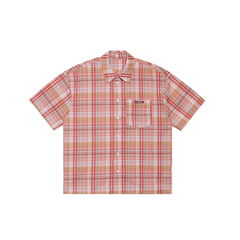 Summer Shirt with Embroidered Checkered Pattern - chiclara