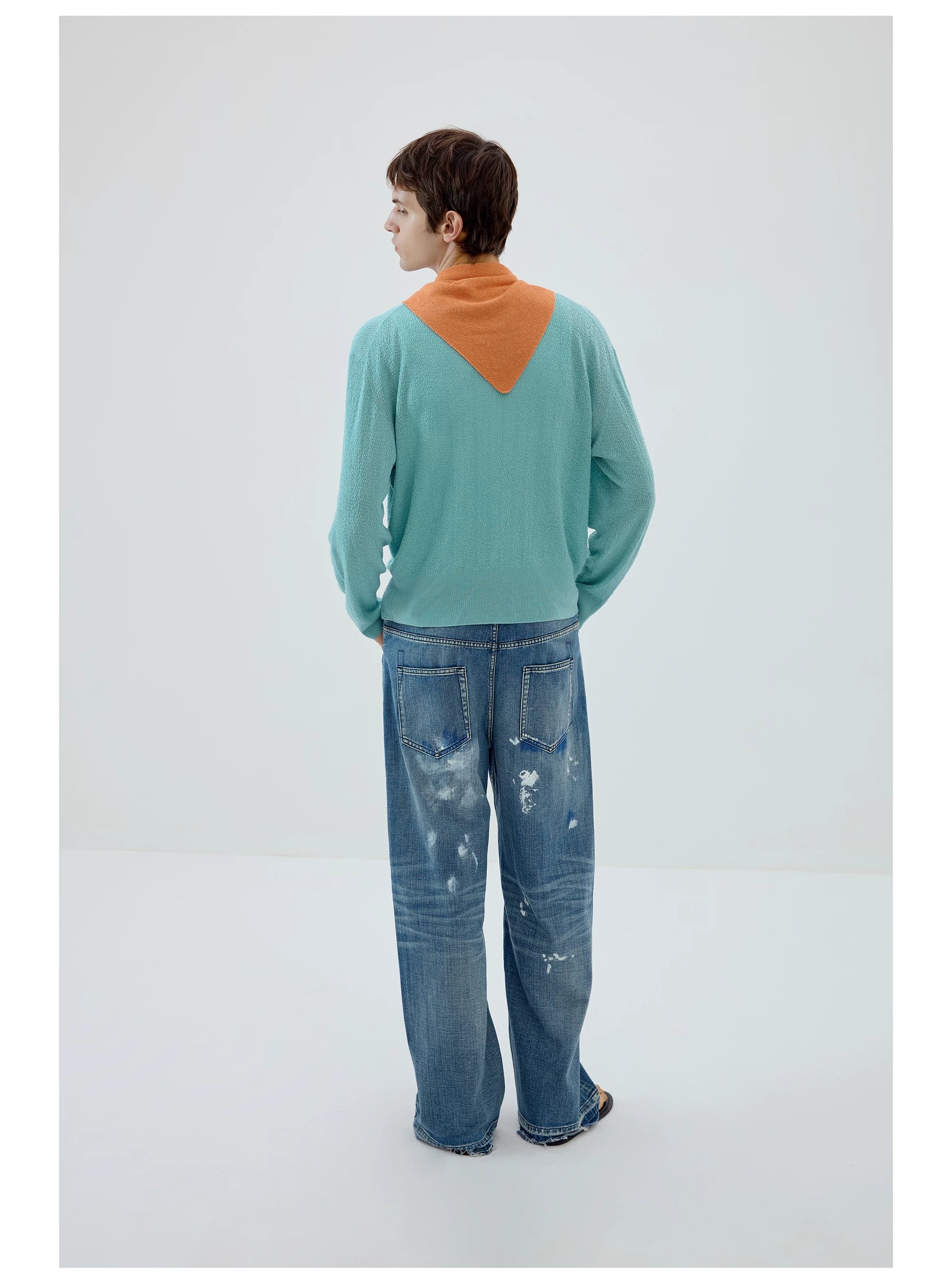 Paint-Splatter Wide-Leg Jeans