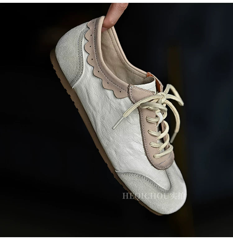 Alba Retro Lace-Up Leather Sneakers