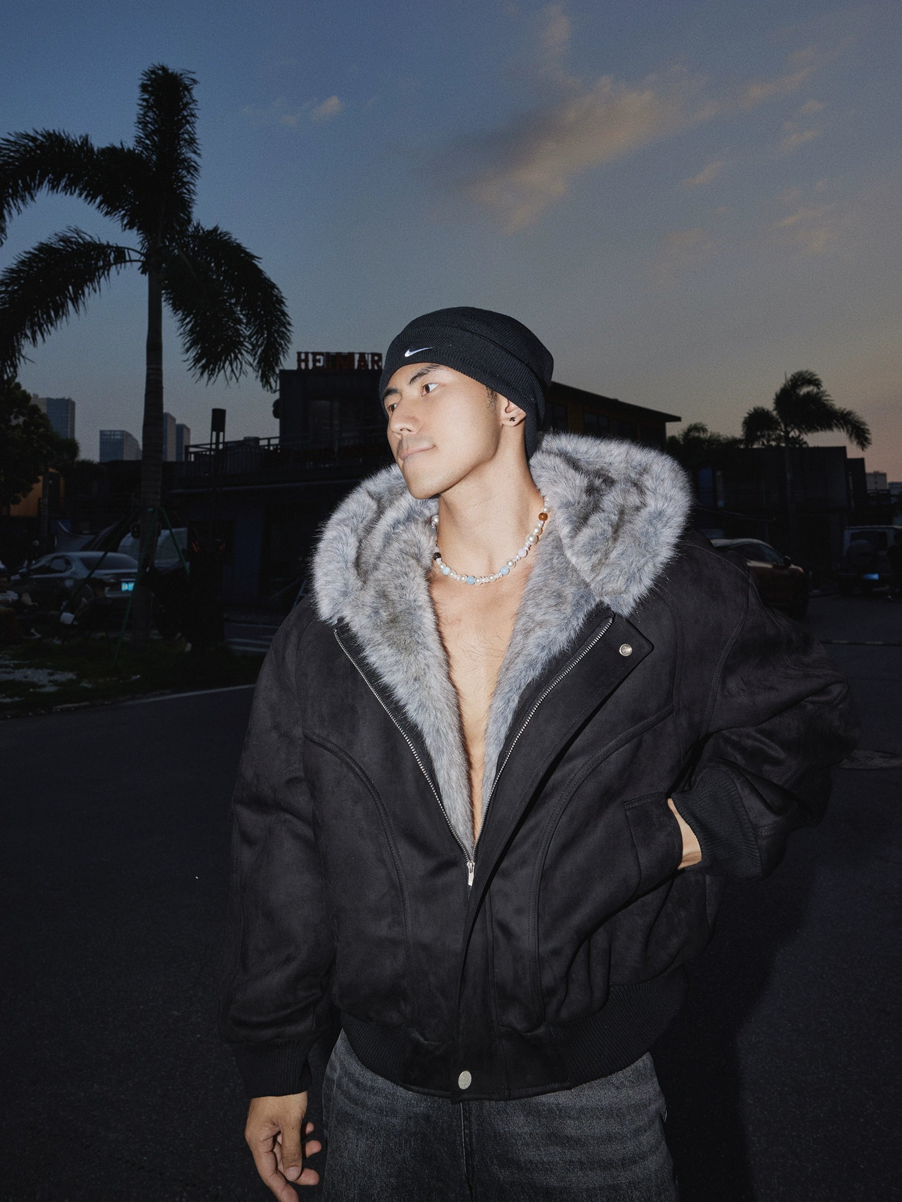 Mocha Frost Faux Fur Collar Jacket