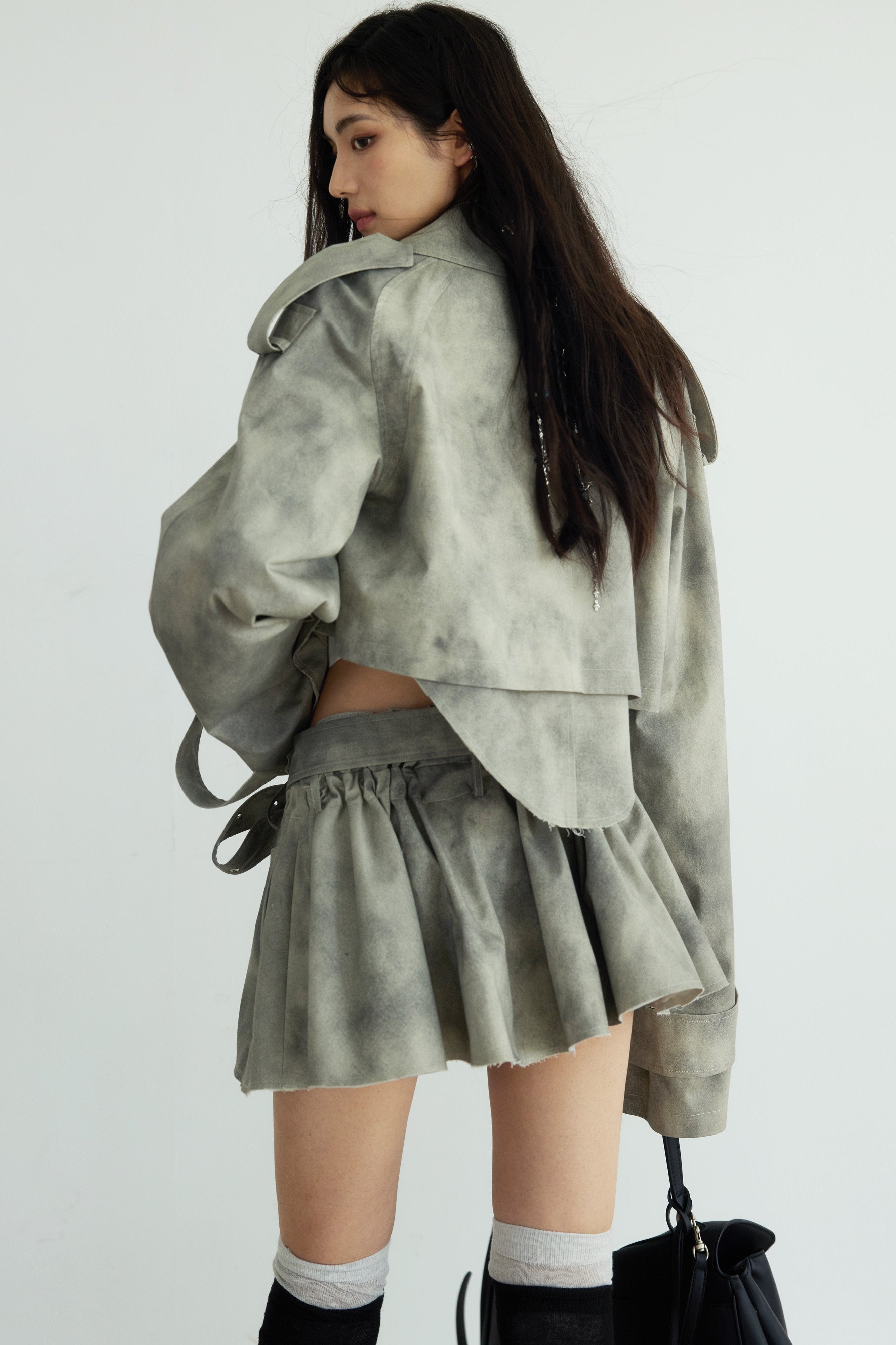 Storm Cloud Cropped Trench Jacket