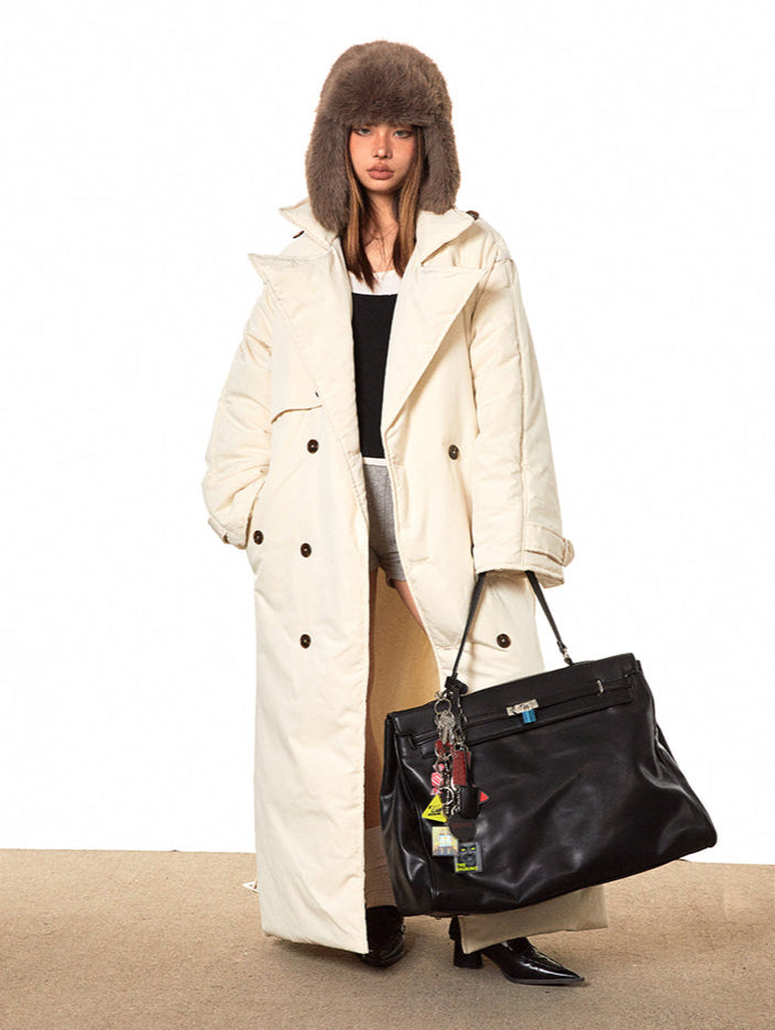 Double-Breasted Long Puffer Coat