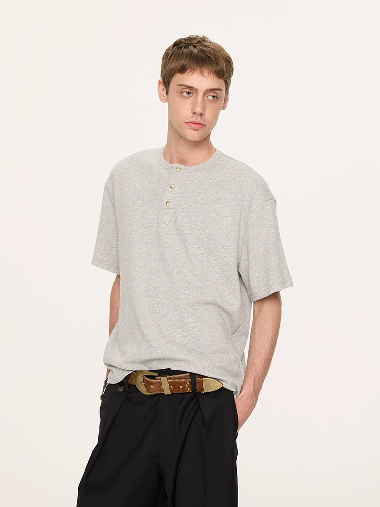 Basic Short Sleeve Henley Tee