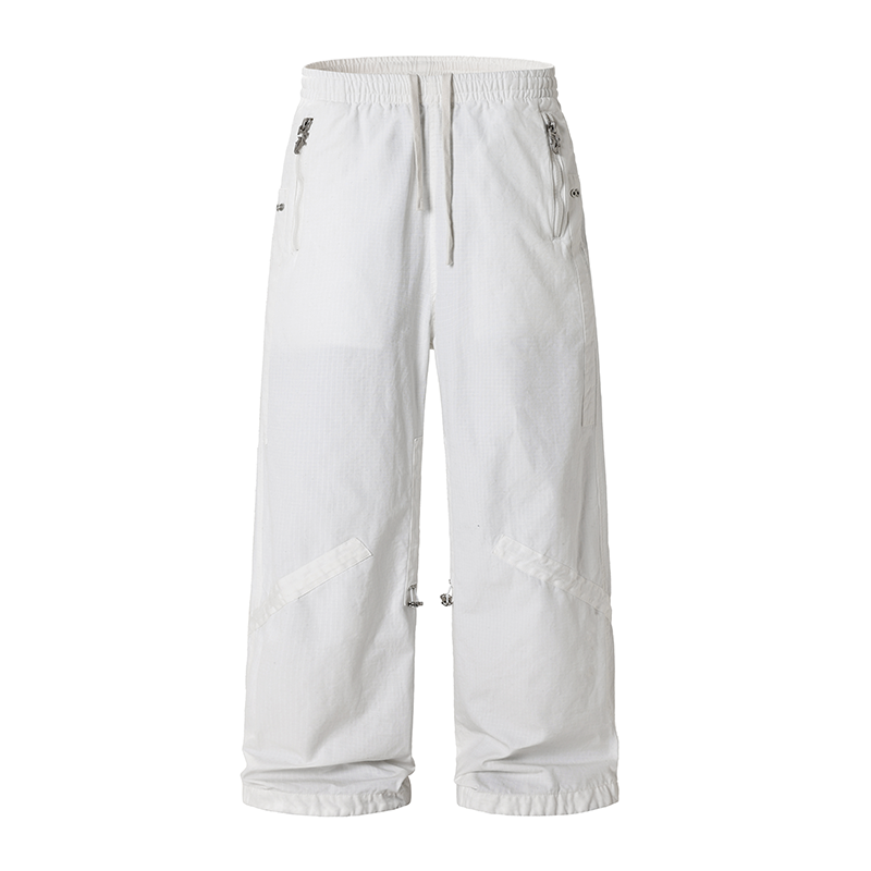 Solid Color Square Paratrooper Work Pants - chiclara