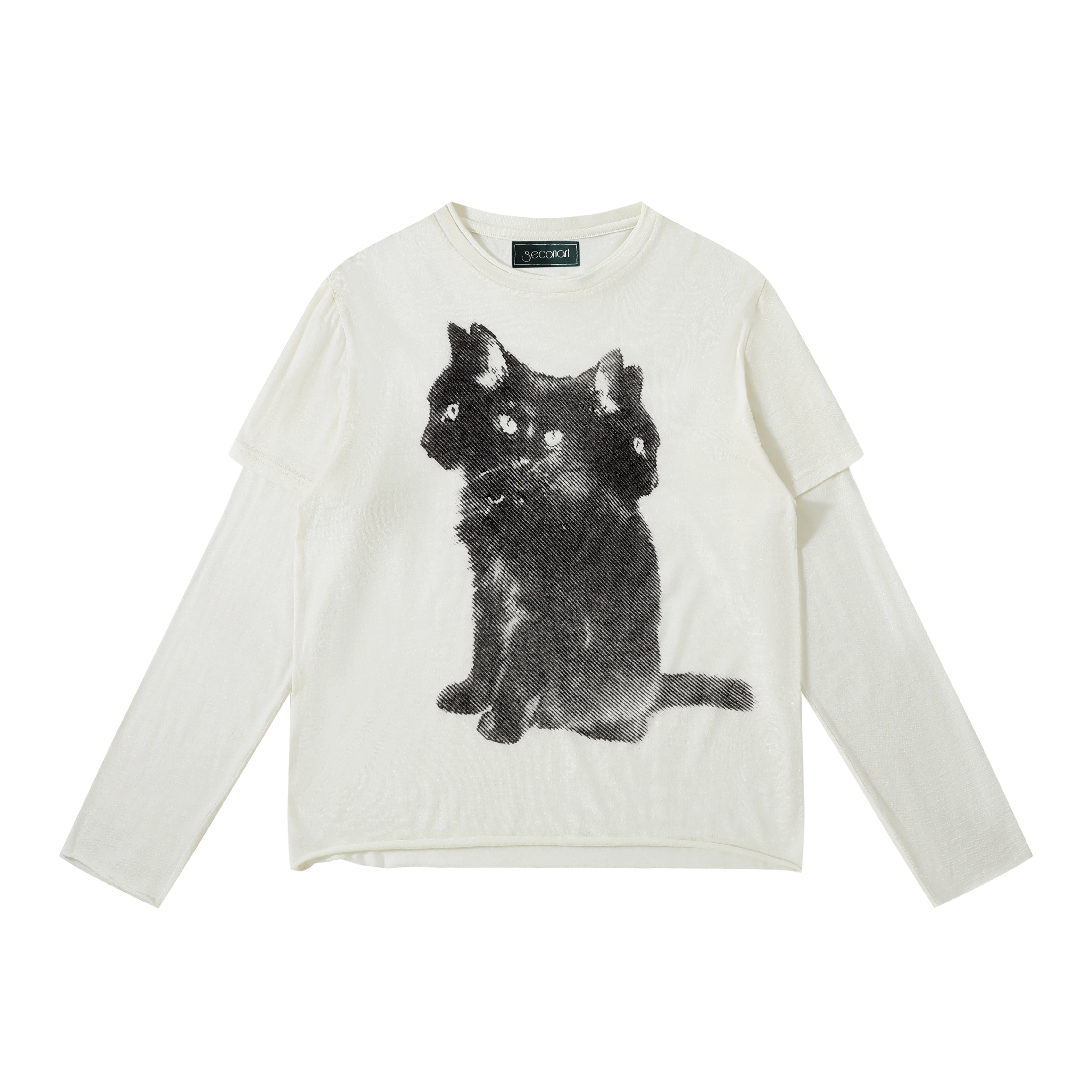 Triple Gaze Shadow Cat Long Sleeve Tee