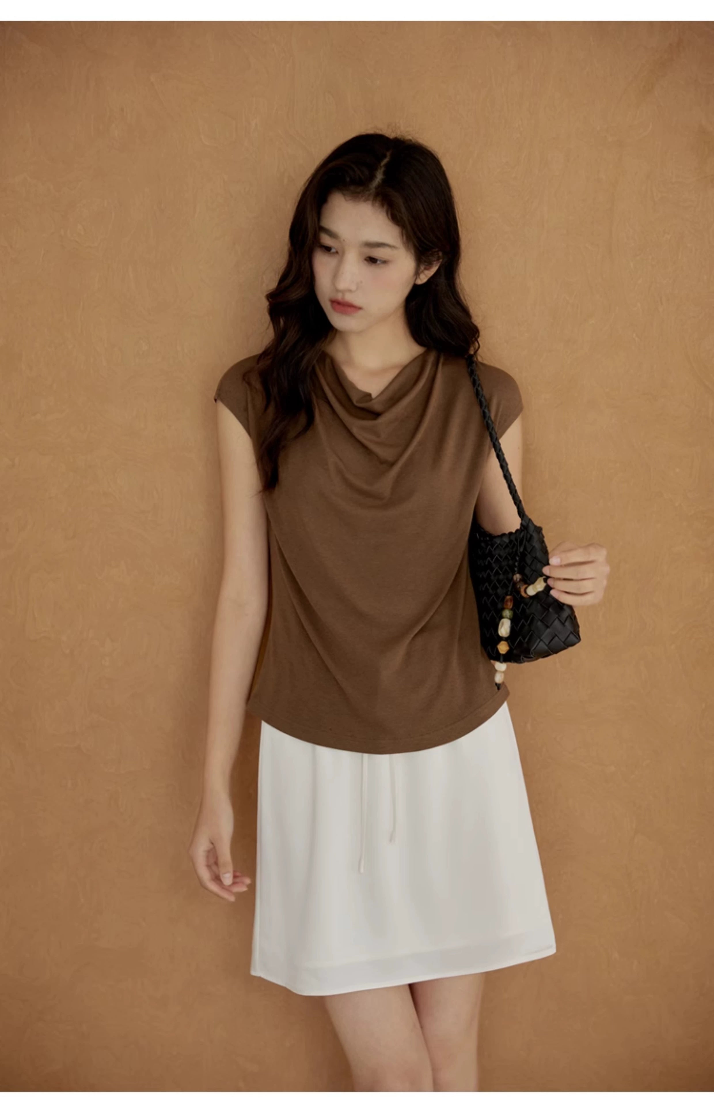 Cowl Neck Cap Sleeve Top