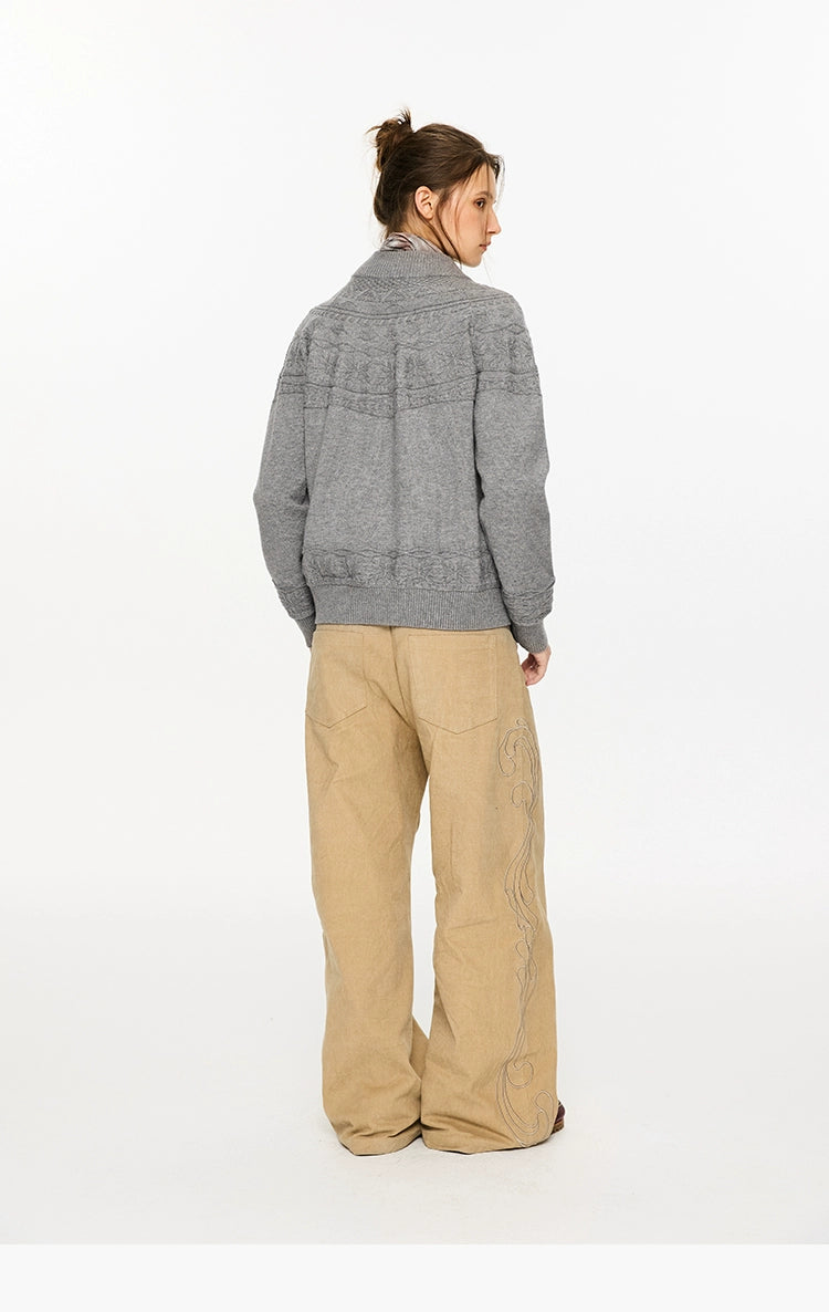 Jacquard Pattern Knit Cardigan