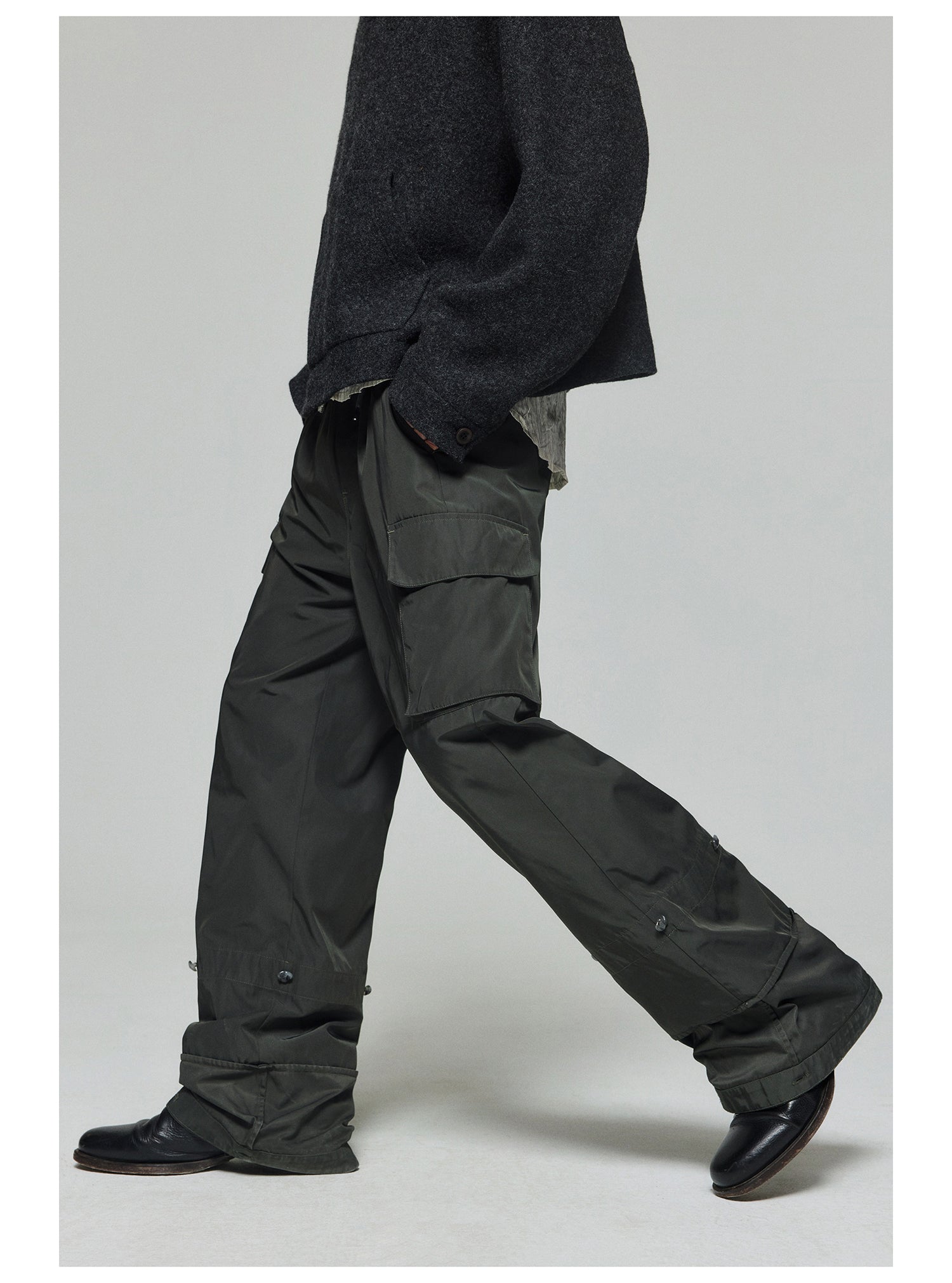 Adjustable Cuffs Nylon Cargo Pants