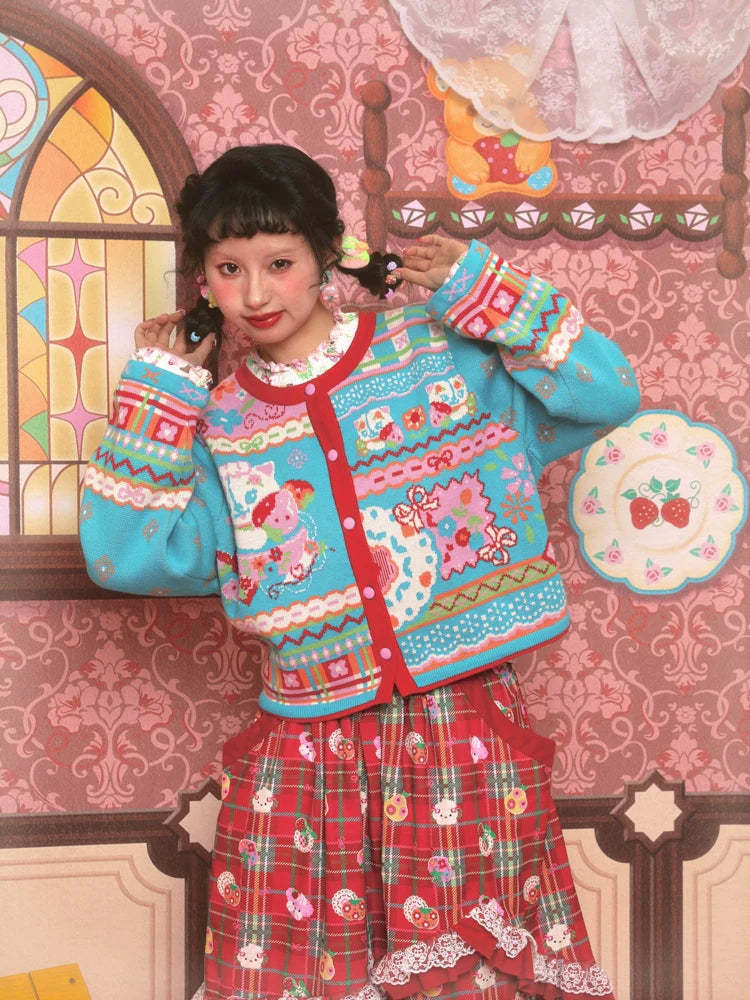 Kitty Wonderland Turquoise Cardigan