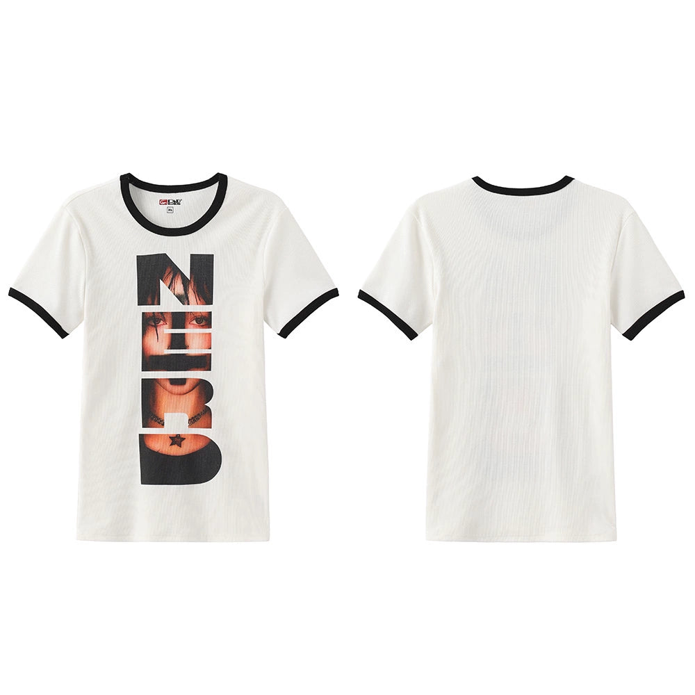 Ringer Tee with Photo Collage Graphic