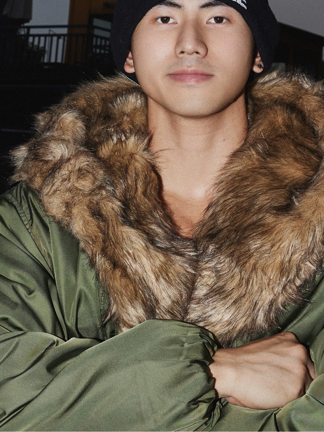 Aviator Jacket with Faux Fur Trim