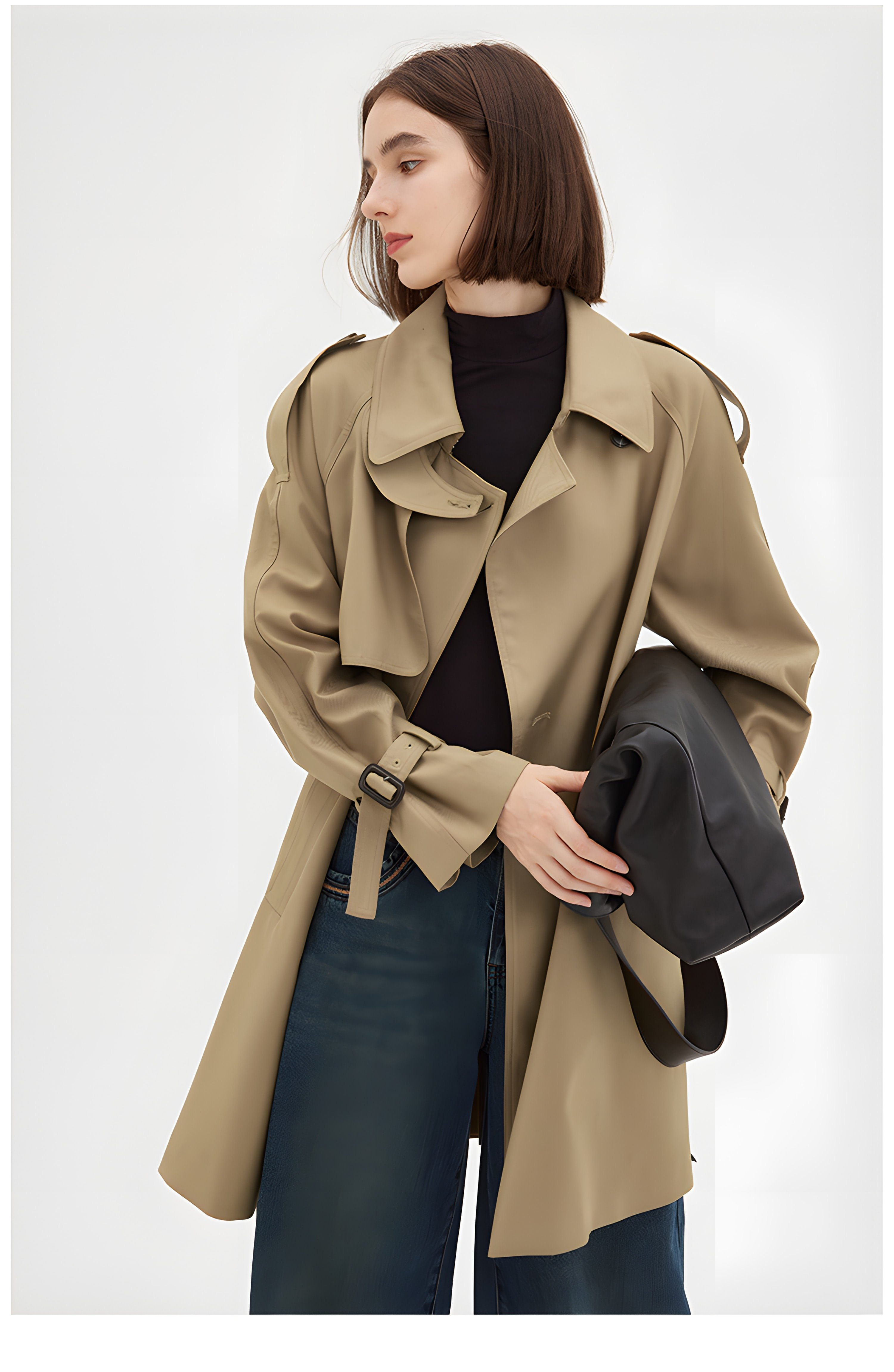 Parisian Autumn: Vintage-Inspired Midi Trench Coat - chiclara