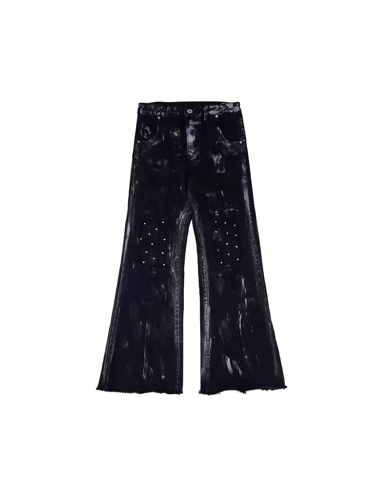 Black Studded Flare Denim Jeans