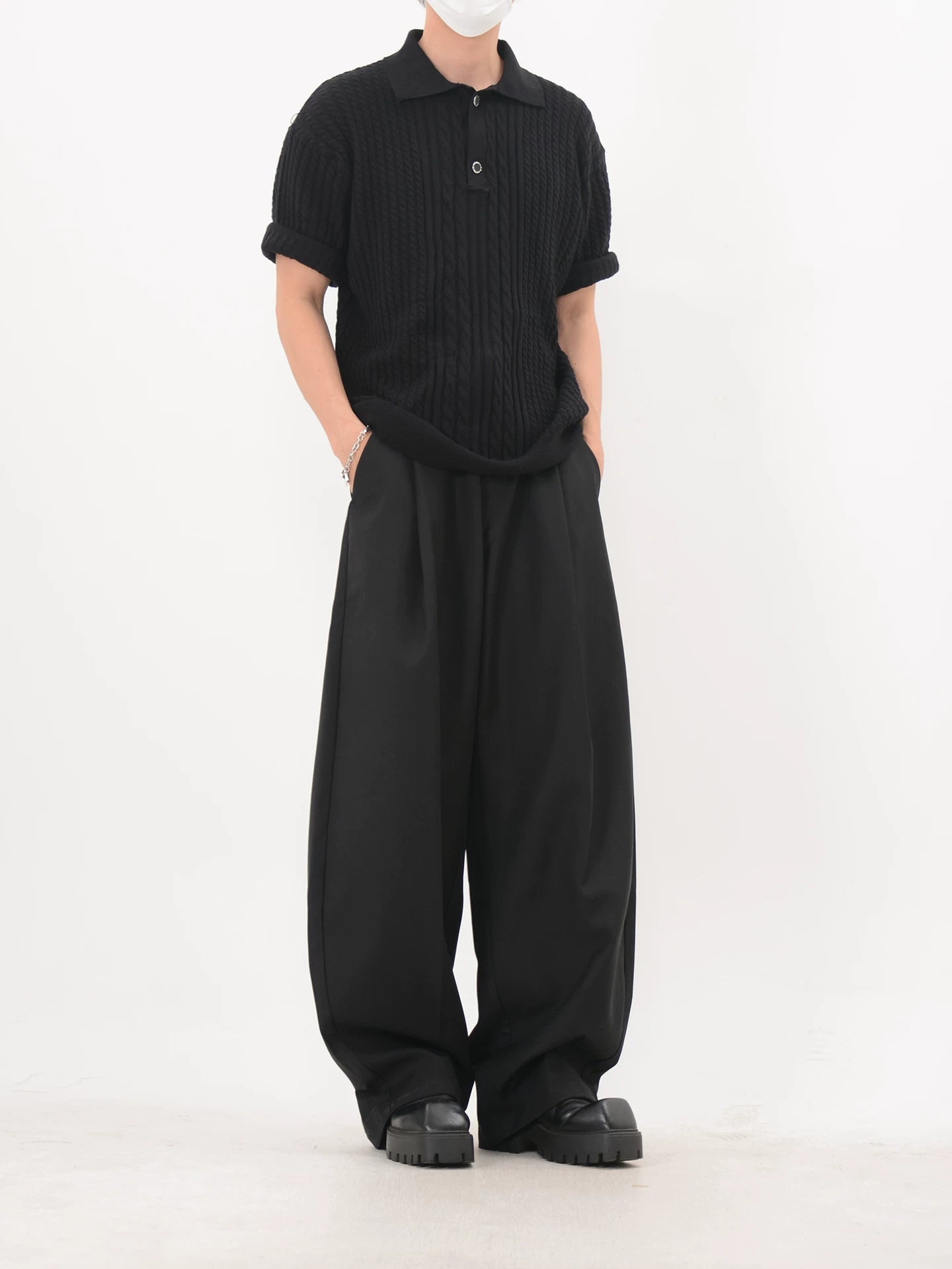 Cable Ridge Knit Polo