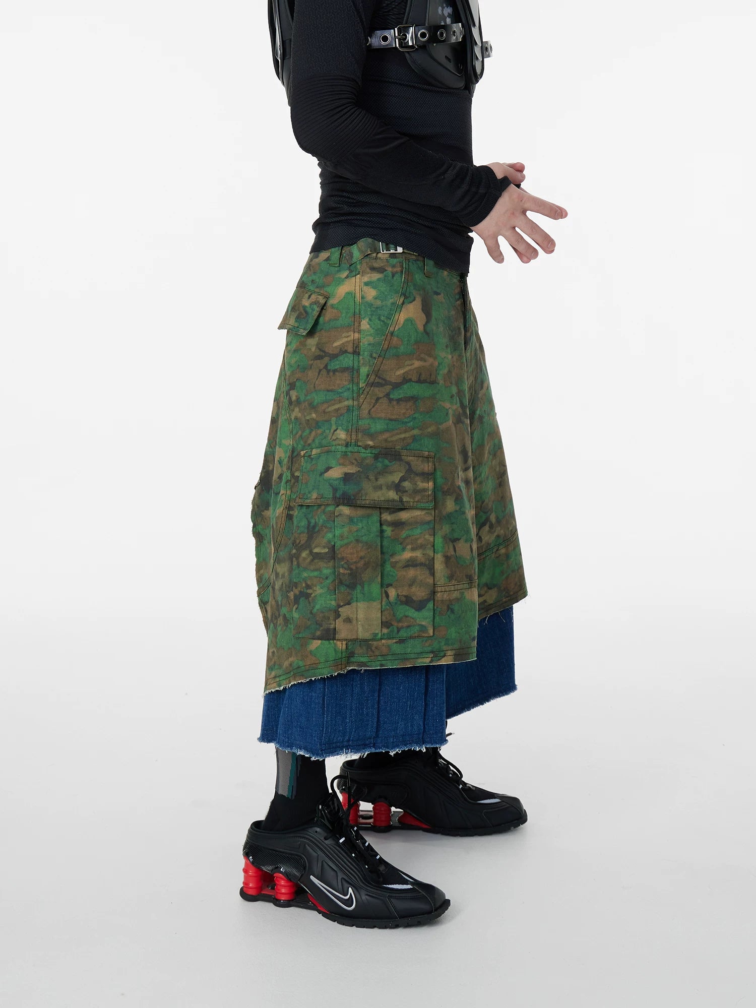 Cavalier Splice Camo-Over Denim Shorts