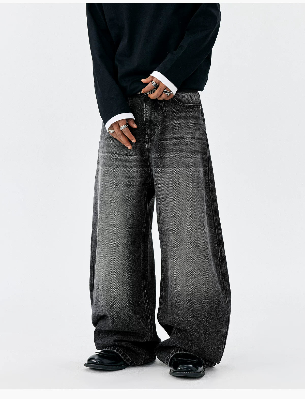 Shadowfade Wide-Leg Denim Jeans
