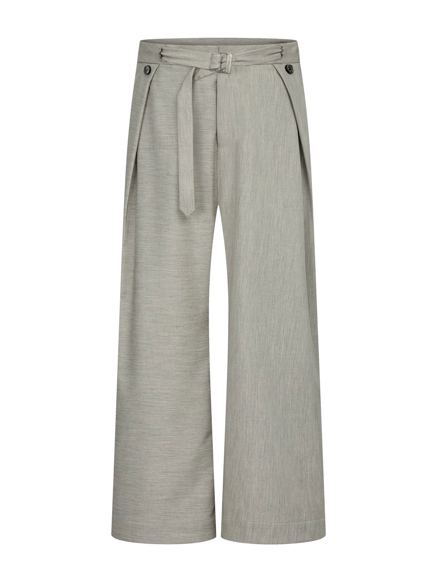 Zazen Pleated Wide-Leg Trousers - Linen Gray