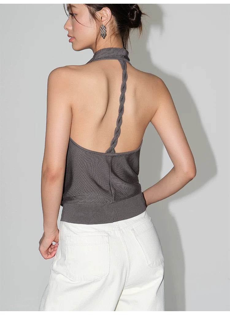 Midnight Cascade Drape Halter Top