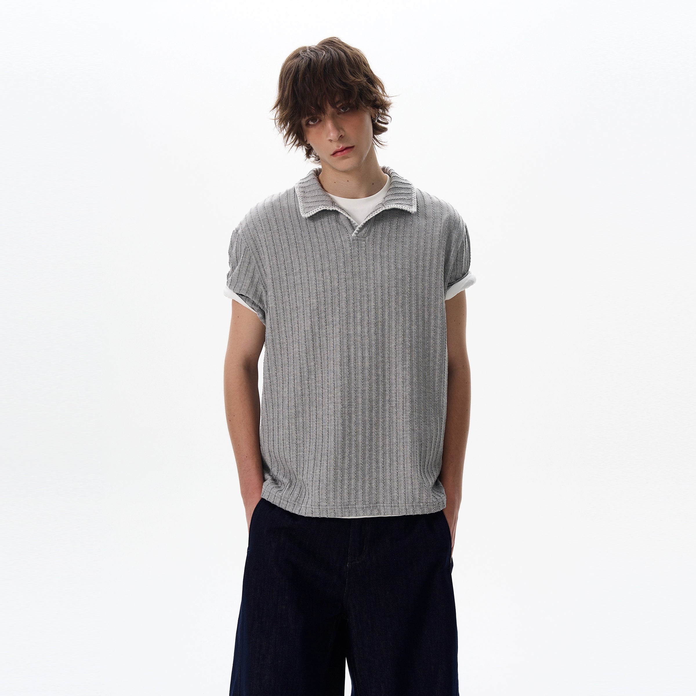 Urban Texture Knit Polo Shirt