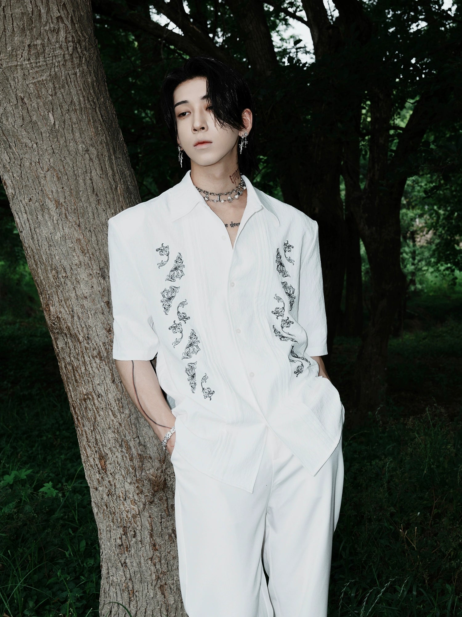 Dragon Embroidered Cuban Shirt