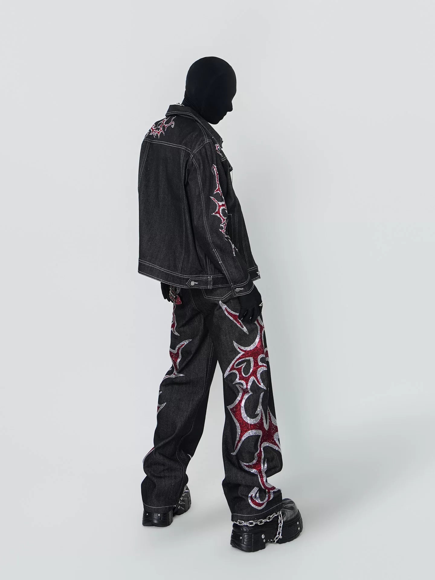 Crimson Inferno Sigil Flame Denim